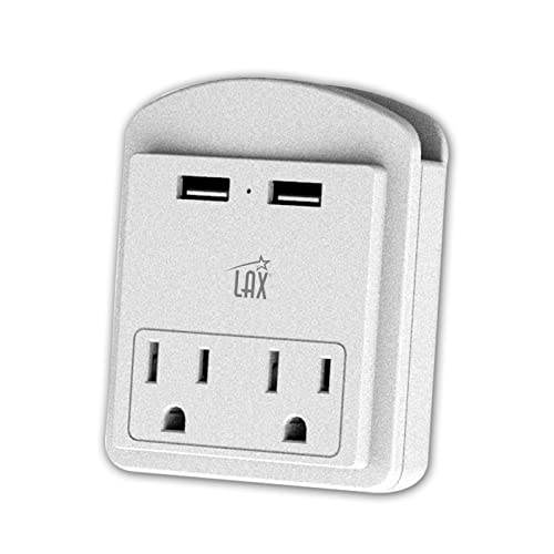 LAX Gadgets Multi-Plug Outlet - Surge Protectors 2 Wall Outlet Extender with 2 USB Ports