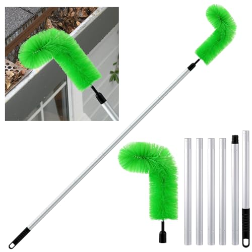 Layhit Gutter Cleaning Brush Extendable Guard Cleaner Tool with 6 Pcs Aluminum Extension Pole