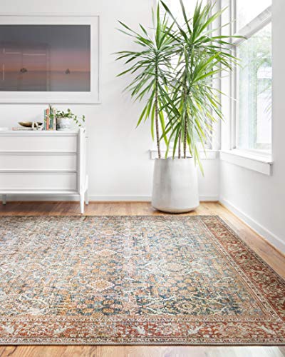 Layla Collection Ocean/Rust Traditional Area Rug