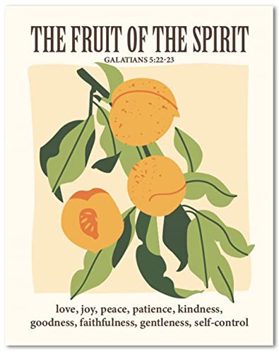 L&B CREATIONS Fruit Of The Spirit Wall Art - Christian Aesthetic Room Decor Floral Prints Bible Verse Flower Market Style Posters- (Unframed 11x14)
