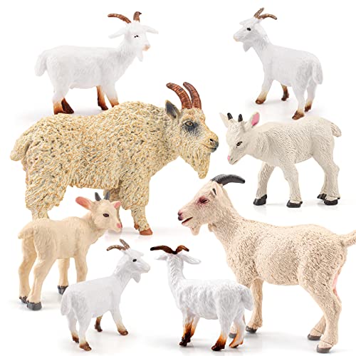 LC JoyCre Goat Figurine 8PCS Goat Toy Set Sheep Toys Farm Animal Figurines Goat Decor Sheep Figurine Kids Preschool Toy Goat Gifts