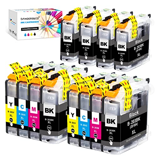 LC203 LC201 Ink Cartridges for Brother Printer (12 Pack)