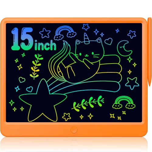 LCD Writing Tablet,15 inch Doodle Board for 3-12 Kids Colorful Screen Note Taking Tablet Electronic Magic Drawing Pad Educational Learning Travel Activity Art Pad Kids Birthday Gifts