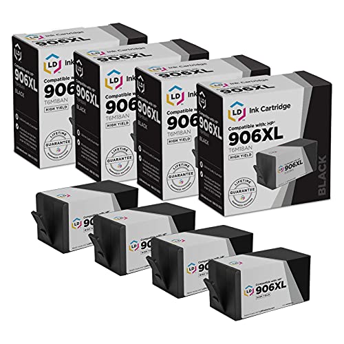 LD Compatible Ink Cartridge Replacement for HP 906XL 906 XL T6M18AN 902XL 902 XL (4-Pack)