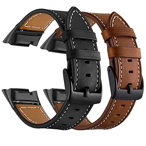 LDFAS Fitbit Charge 5 Bands (2 Pack) Leather Strap