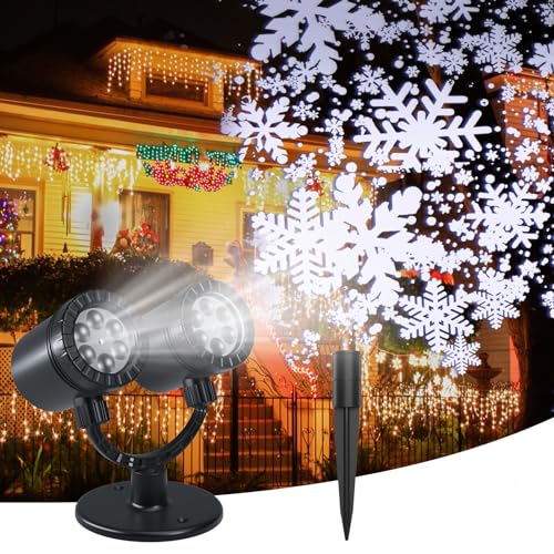 Tangkula Christmas Snowflake LED Projector Lights, Rotating Snowfall  Projection with Remote Control, Outdoor Landscape Decorative Lighting for