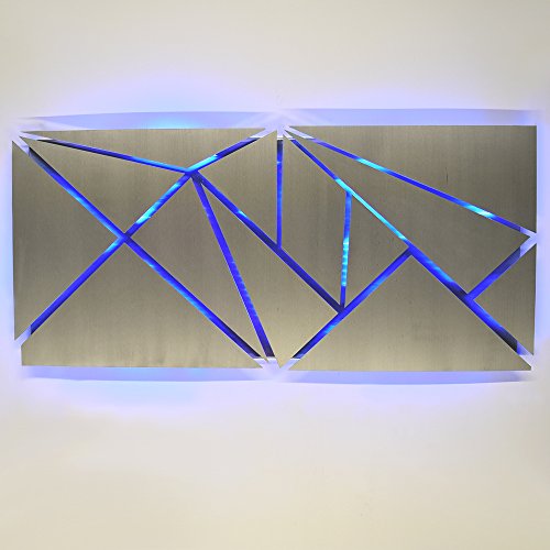 LED Lighted Geometric Silver Metal Wall Art
