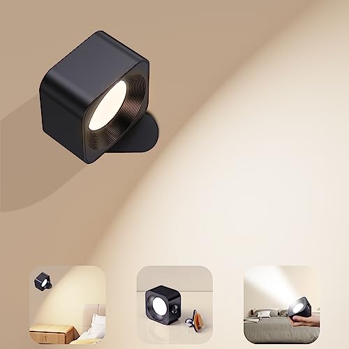 LED Wall Scones Wall Lights for Bedroom, Rechargeable Battery Operated Wall Lights with 3 Color Temperatures & 3 Brightness, Magnetic Ball 360°Rotation Touch Control Lamps for Bedside Reading 1 pack