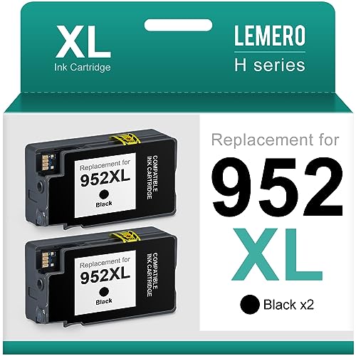 LEMERO Compatible Ink Cartridges Replacement for HP 952 952 XL 952XL to use with OfficeJet Pro 8710 8720 8702 7740 8200 8210 8715 8216 8700 8740 8730 7740 (2 Black)