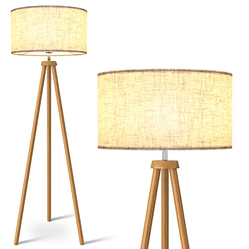 LEPOWER Wood Tripod Floor Lamp