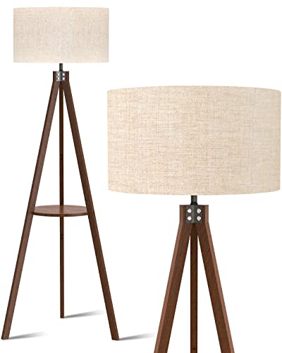 LEPOWER Wood Tripod Floor Lamp