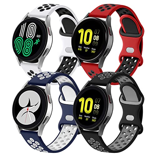Lerobo 4 Pack Compatible for Samsung Galaxy Watch Active 2 Bands/Galaxy Watch 4 & Galaxy Watch 5 Band 40mm 44mm/Galaxy Watch 5 Pro Bands 45mm,20mm Soft Silicone Sport Strap for Men Women,Large