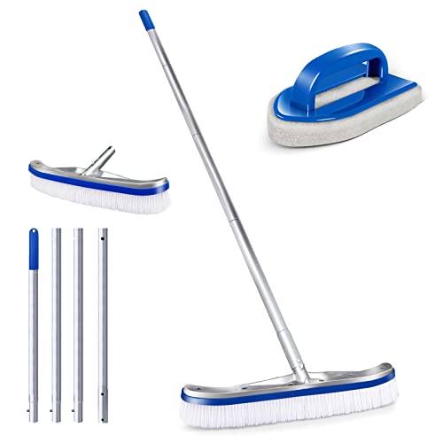 Lesnox Pool Cleaning Brush with Aluminum Pole and Hand Brush
