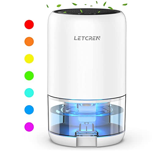 LETCREN Dehumidifiers for Home Up to 280 sq.ft with Auto-off, Two Working Mode, 7 Colorful LED Light