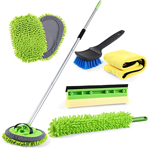 Car Wash Brush with Long Handle Chenille Microfiber Car Wash Mop Car  Washing Brush Cleaning Kit Car Wheel Tire Brush Microfiber Towels Cleaning  Cloth for Cars RV Truck Boat 