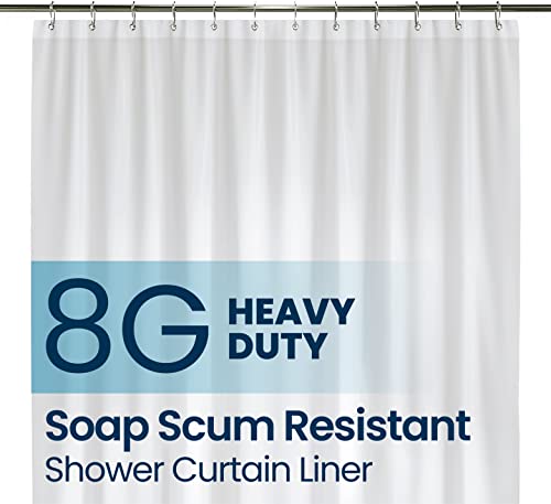 LiBa Bathroom Shower Curtain Liner - Waterproof Plastic Shower Curtain Premium PEVA Non-Toxic Shower Liner with Rust Proof Grommets White 8G Heavy Duty Bathroom Accessories 72x72