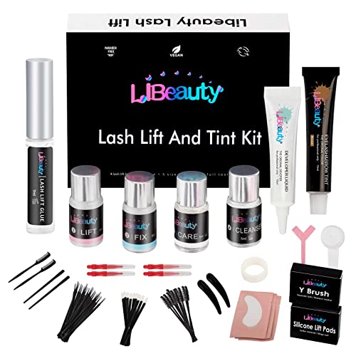 Libeauty Eyelash Lift and Brown Color Kit Brow Lamination Kit with Color Diy lash Perm Kit Curling Voluminous Coloring Eyebrow