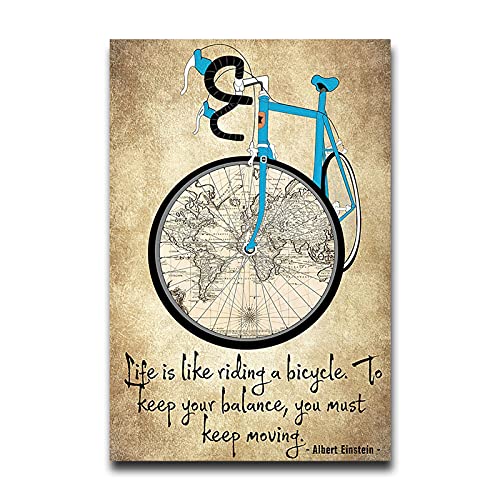 Life is Like Riding A Bicycle Funny Quotes Life Poster Art Canvas Wall Prints Modern Retro Painting Vertical Picture Decoration