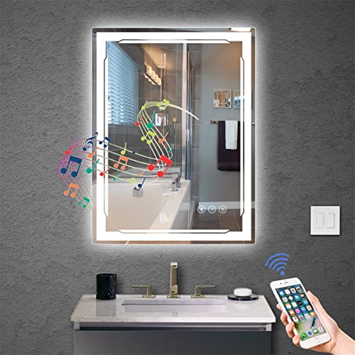 Lighted Bluetooth Bathroom Mirror - Smart LED Vanity Makeup Wall Mounted Mirrors