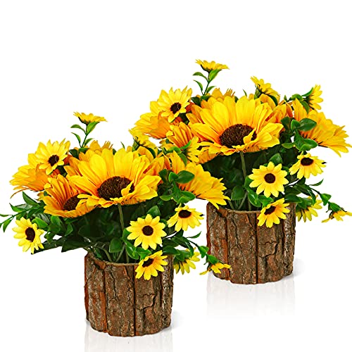 Lilithye Artificial Sunflower Flower in Planters Decor Set of 2