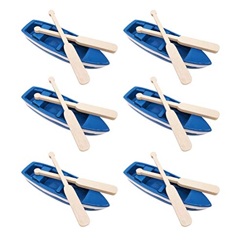 Lilyzhu Miniature Wooden Boat Canoe Paddles Resin Figurine