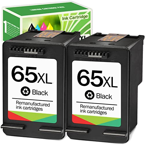 Limeink 2 Remanufactured Ink Cartridge Replacement for 65XL 65 XL High Yield for HP DeskJet 2600 2622 2652 2655 3700 3720 3722 3752 3755 Envy 5000 5052 5055 Printer AMP 100 Combo Pack (2 Black)