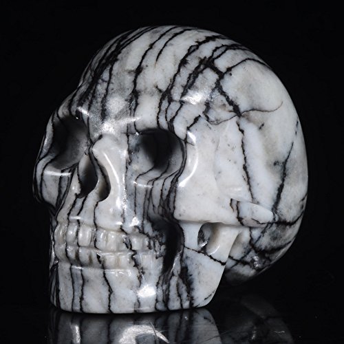 Line Picasso Jasper Human Skull Stone Carving