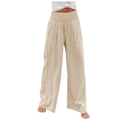 Linen Cotton Wide Leg Bell Bottom Pants for Women