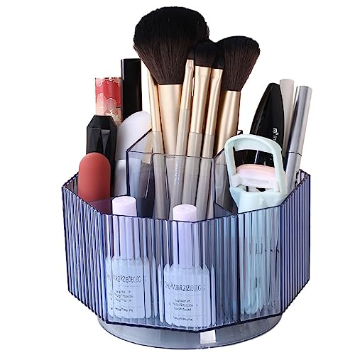 mDesign Plastic Makeup Storage Organizer Caddy Tote, Divided Basket Bin,  Handle for Bathroom, Hold Eyeshadow Palettes, Nail Polish, Brushes, Shower