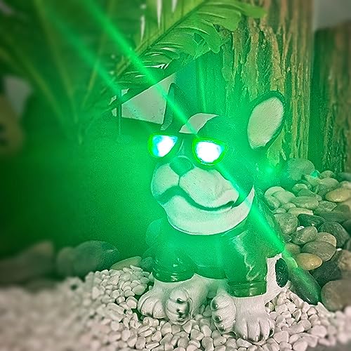 LINGYING French Bulldog Garden Statue with Solar Color Changing LED Lights