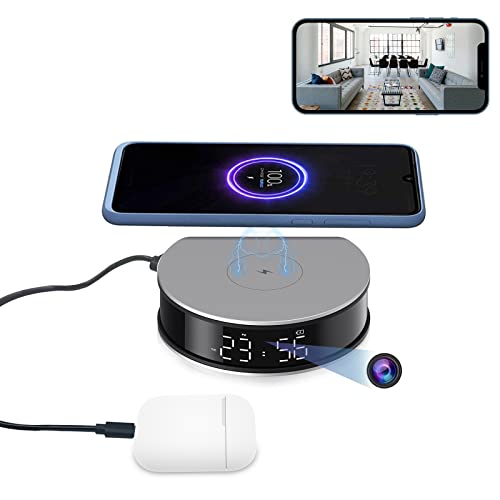 LIZVIE Hidden Camera Alarm Clock with Wireless Charging Spy Camera