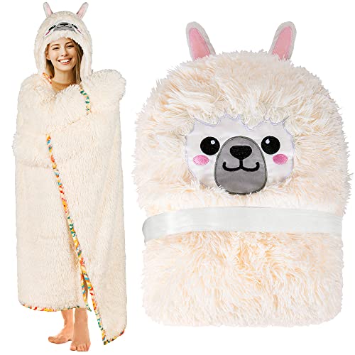 Llama Alpaca Hooded Blanket