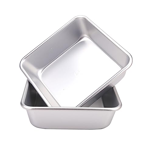 LoBake 4 6 8 Inch Beveled Edge Square Shape Aluminium Cake Mold Bread Mousse Cheese Pan FOR DIY Baking Gadget and Tools (2pcs 6 Inch)