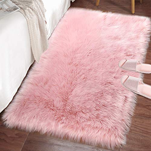 LOCHAS Soft Fluffy Pink Faux Fur Rugs