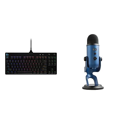 Logitech G PRO Mechanical Gaming Keyboard with Blue Yeti USB Microphone, Midnight Blue