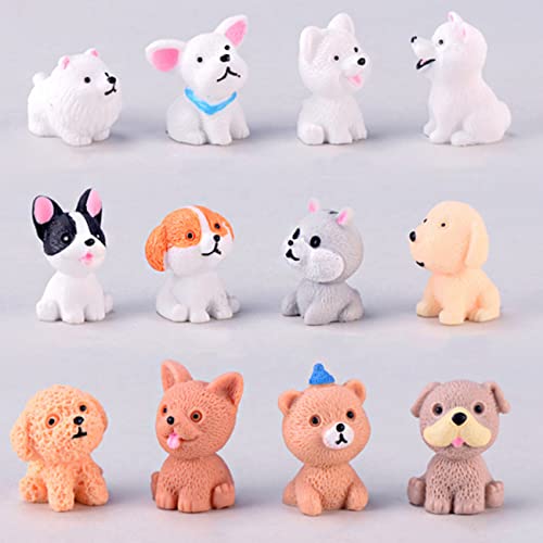 LONCESS Fairy Garden Accessories, 12 Pcs Dog Miniature Figurines, Realistic Animals Dog for Fairy Garden, Miniature Terrarium Crafts,Ornament for Home Office, Cake Toppers