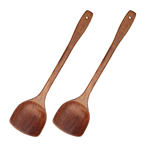 Long Handle Wooden Spatula for Non-Stick Cooking