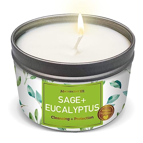 Long Lasting Sage + Eucalyptus Scented Smudge Candle