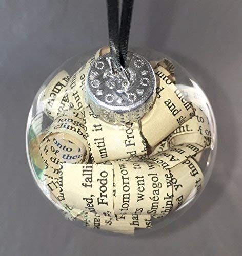 Lord of the Rings Book Glass Christmas Tree Ornament