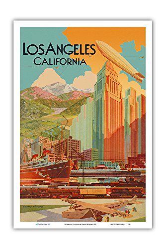 Los Angeles, California - Vintage Travel Poster by Edward Withers c.1929 - Master Art Print 12in x 18in