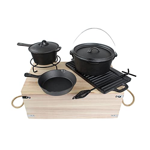 Lot45 7pc Cast Iron Camping Cooking Set