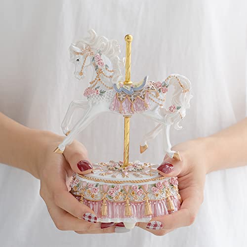 LOVE FOR YOU Gift Wrapped Music Box Carousel Horse European style Musical Decorations for Baby Mom Grandma Women Friends Female Kids Girls Sister Anniversary Birthday Gifts Twinkle Twinkle Little Star