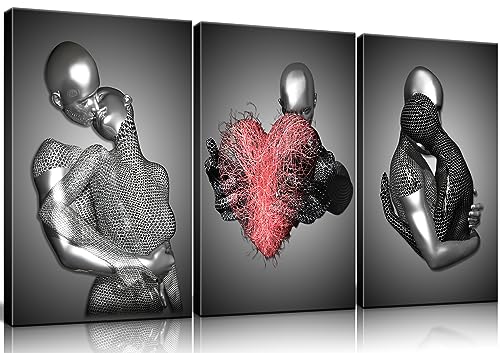 Love Heart 3D Wall Art Metal Sculpture Romantic Couple Abstract Art Prints