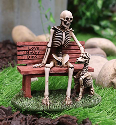 Love Never Dies Skeleton Man and Dog Figurine