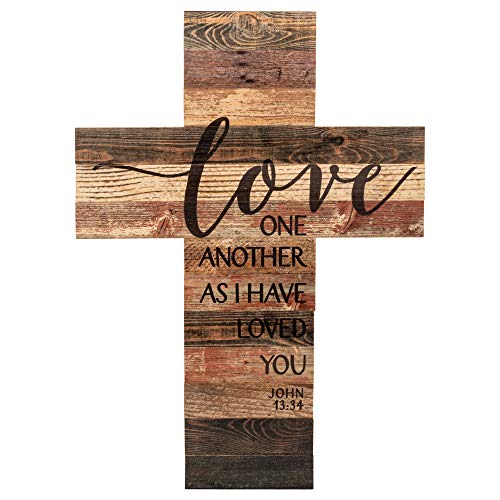 Love One Another Wood Wall Art Plaque Cross