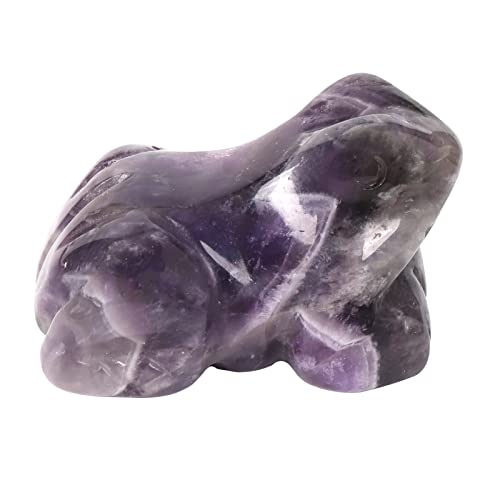 Loveliome Amethyst Frog Crystal Figurine, Small Hand Carved Pocket Healing Crystal Statue Animal Sculpture 1.5 Inches