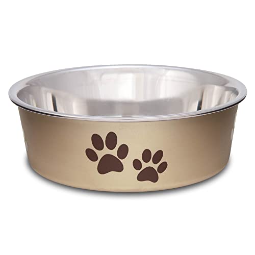 Loving Pets - Bella Bowls - Dog Food Water Bowl No Tip Stainless Steel Pet Bowl No Skid Spill Proof (Small, Champagne)
