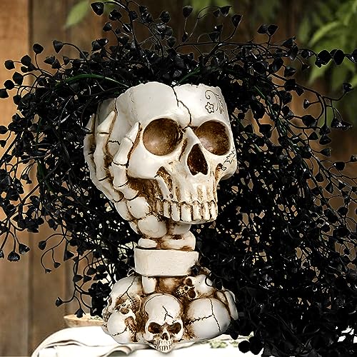 LovTocTic Skull Planter for Halloween Decorations, Skull Flower Pot, Halloween Planters for Indoor/Outdoor Plants, Gothic Flower Pots, Plant Pots, Plant Pot, Goth White Vase with Drainage(Tall)