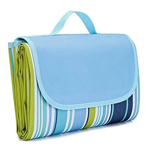LRUUIDDE Large 80"x 60" Beach Blanket, Outdoor Picnic Blankets, Waterproof Sandproof Portable Blankets, Foldable and Lightweight for Spring Summer Camping, Beach, Park (Blue)