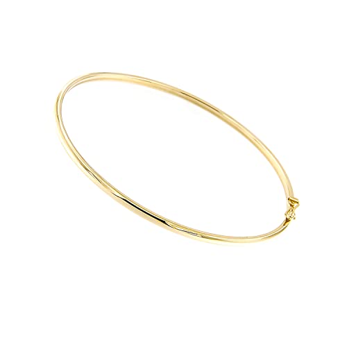 Lucchetta - Gold Bangle - 7" Womens Bracelet 14kt Real Yellow Gold, 14k Gold Bangles for Women Teen Girls, Italian Excellence Fine Jewelry